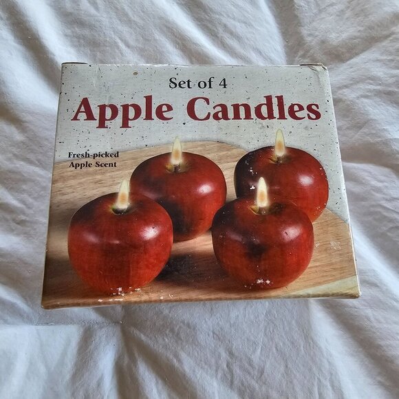 Vintage Apple-Shaped Candles, Set of 4, Individually Wrapped In Box - Picture 4 of 9